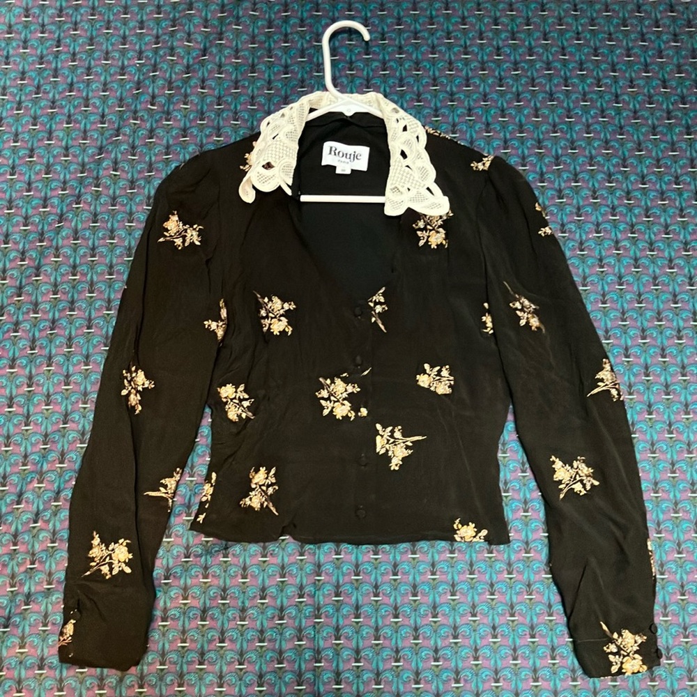 Rouje Paris Clem blouse with removable collar size FR 36/US XS